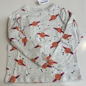 Old Navy Kids' Gray and Orange Planet Long Sleeve Tee
